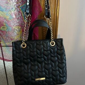 Betsy Johnson Black Heart Quilt Bag